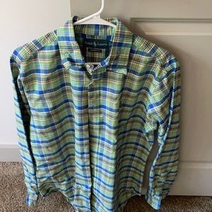 Plaid polo button down shirt, size Medium.